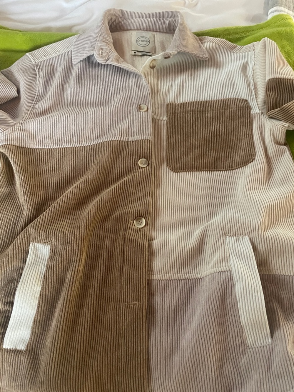 Stoosh Light Taupe & Cream Corduroy Jacket - Picture 7 of 13
